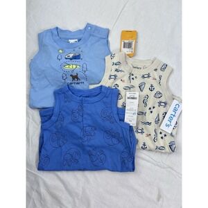 Carhartt/carters Infants Boys Summer Lot 6m 3 Rompers Blue NWT